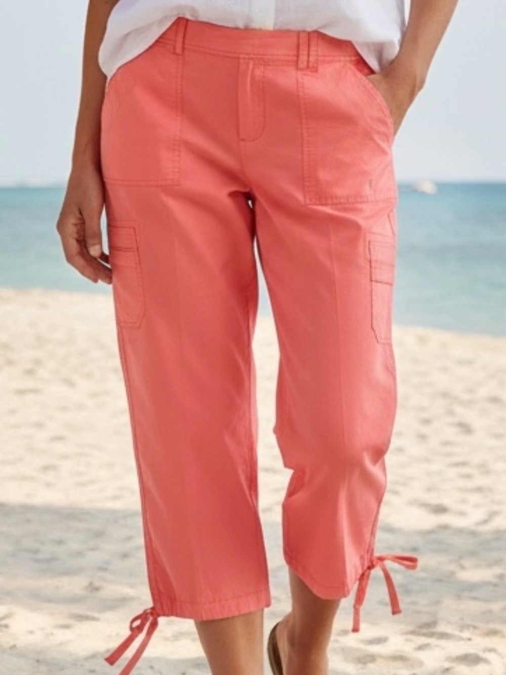 Tommy Bahama Drawstring Pant Women's Coral Crop Cargo Pants